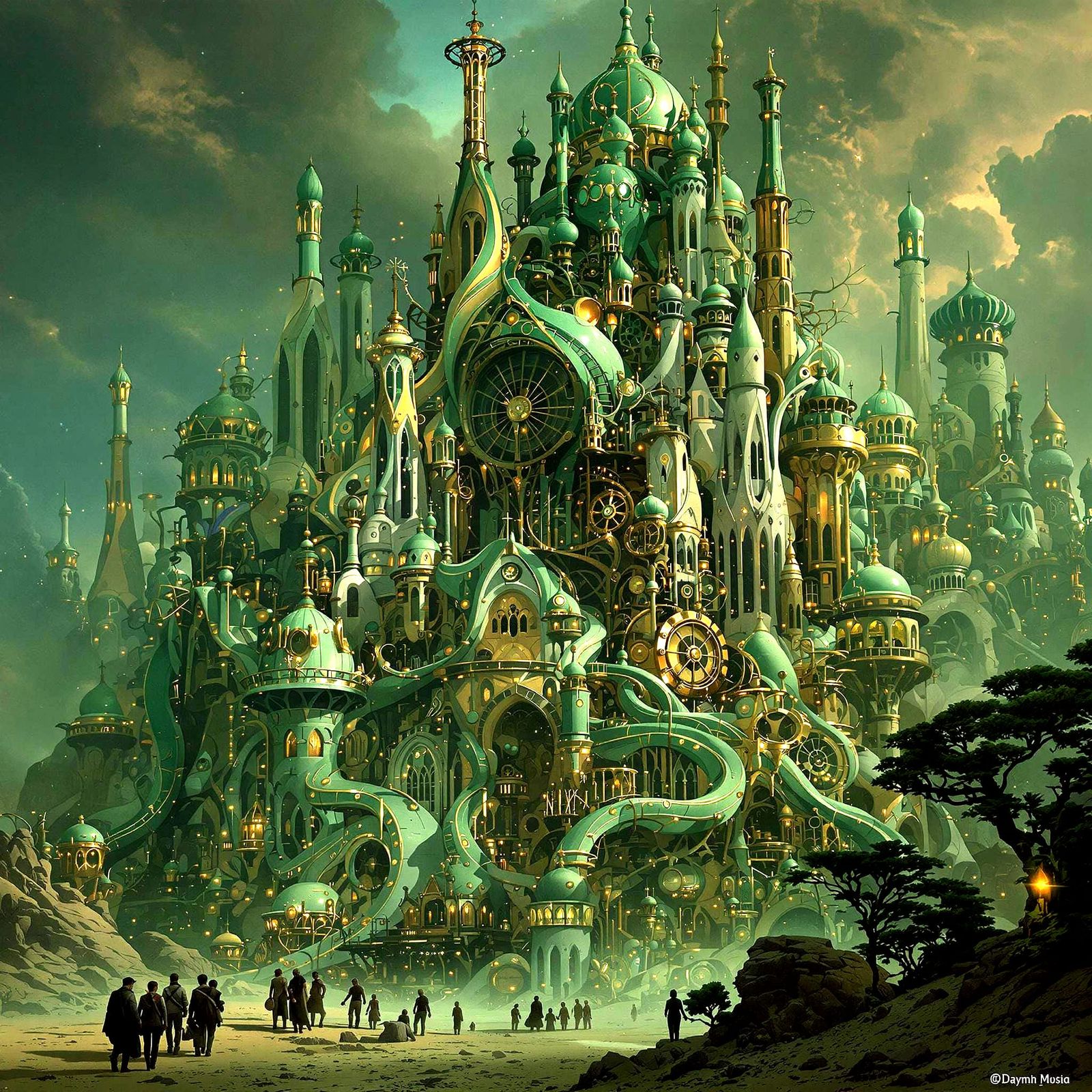 Steampunk City Inspired by Gaudi Architecture