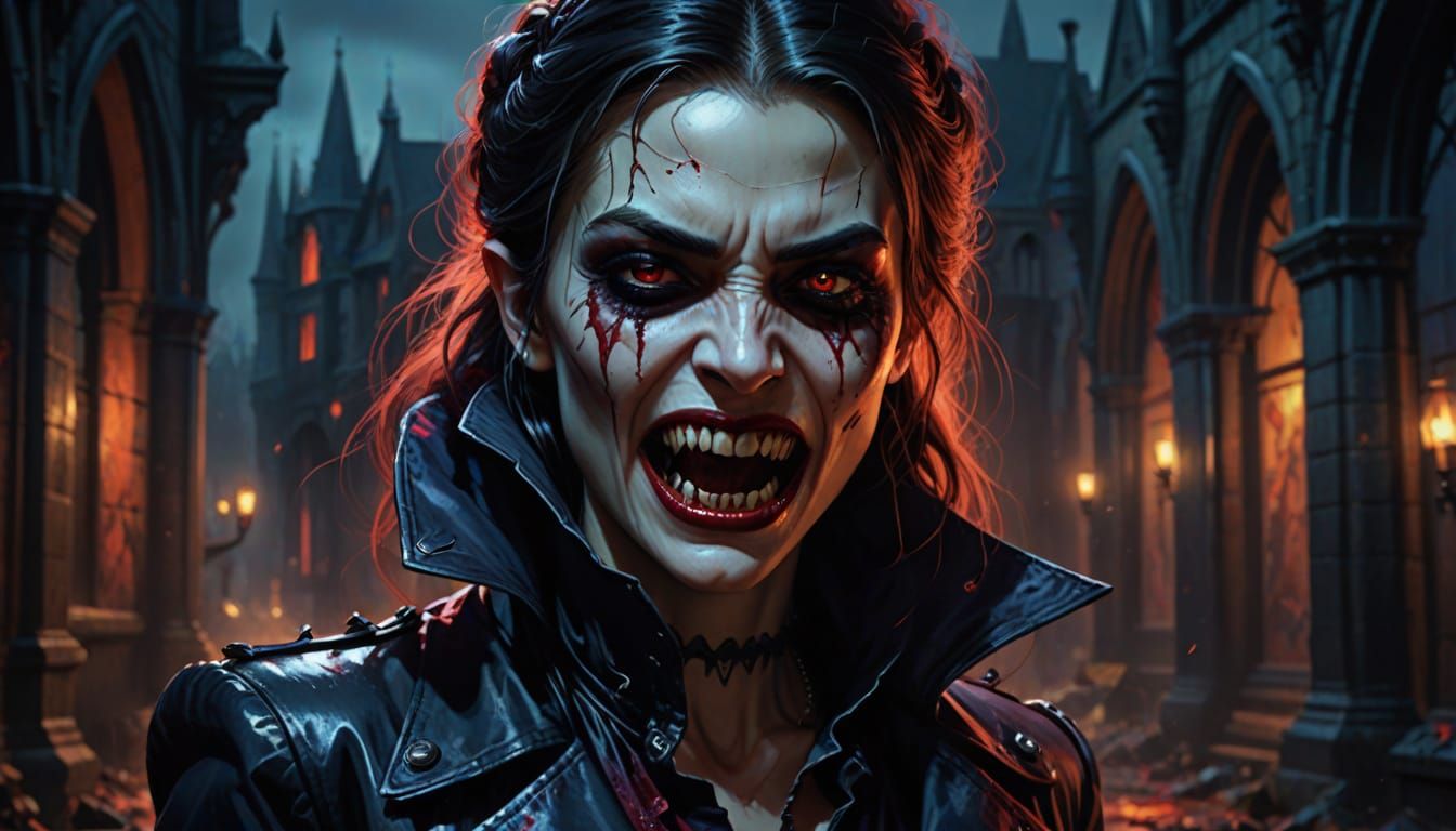 Hyperrealistic Portrait of a Young Vampire