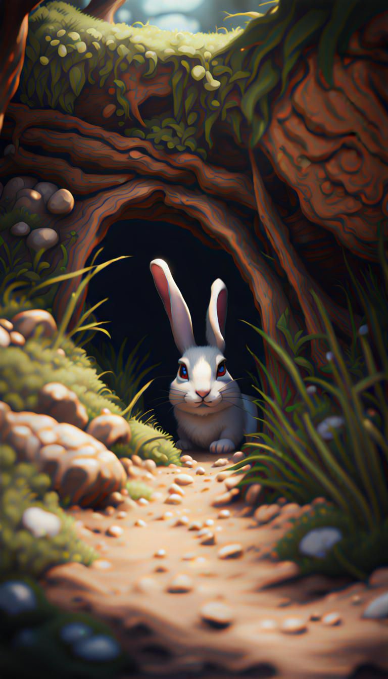 Through the Rabbit's Burrow: Digital Art Adventure