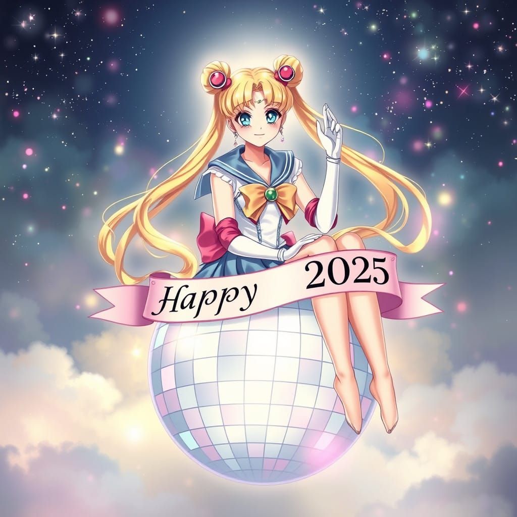 Ethereal Sailor Moon Sits on a Disco Ball