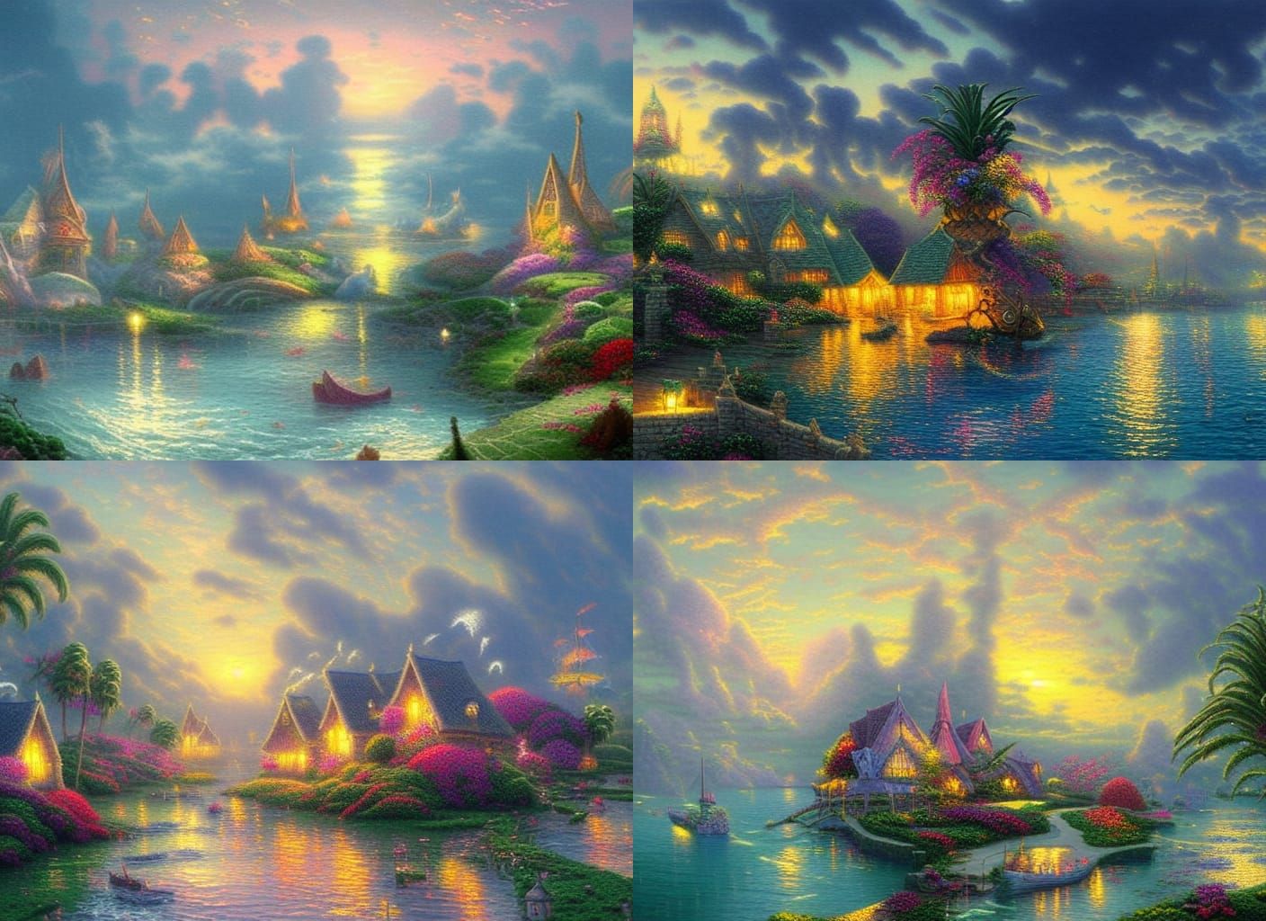 Pineapple Houses in Ethereal Twilight Seascape