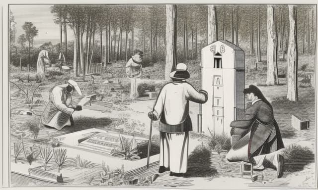 Archaeologist's Grave Discovery: 18th Century Woodcut Style