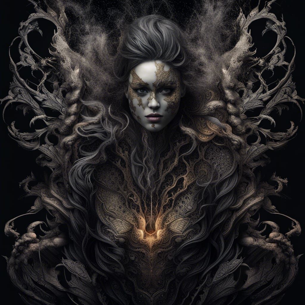 Angry Smoke Goddess in Dark Fantasy Style
