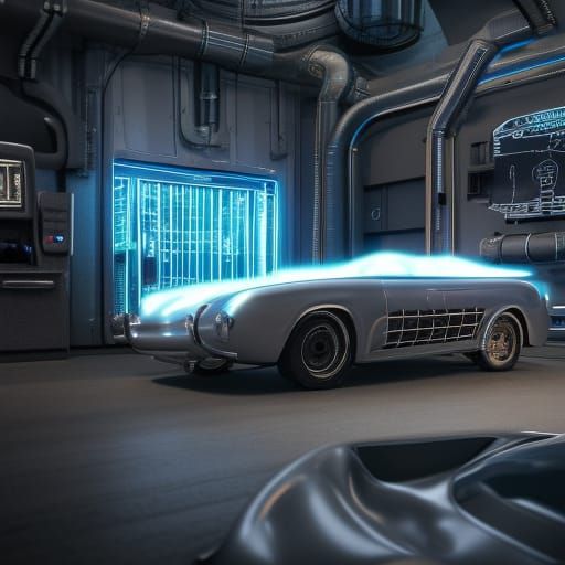 Futuristic Oldtimer Car with Coffee Machine