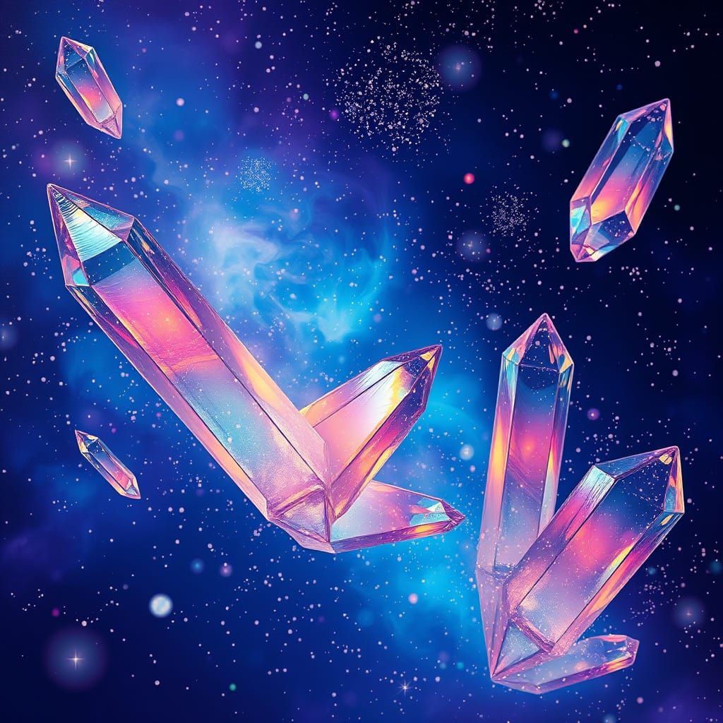 Ethereal Crystal Galaxy in Iridescent Hues