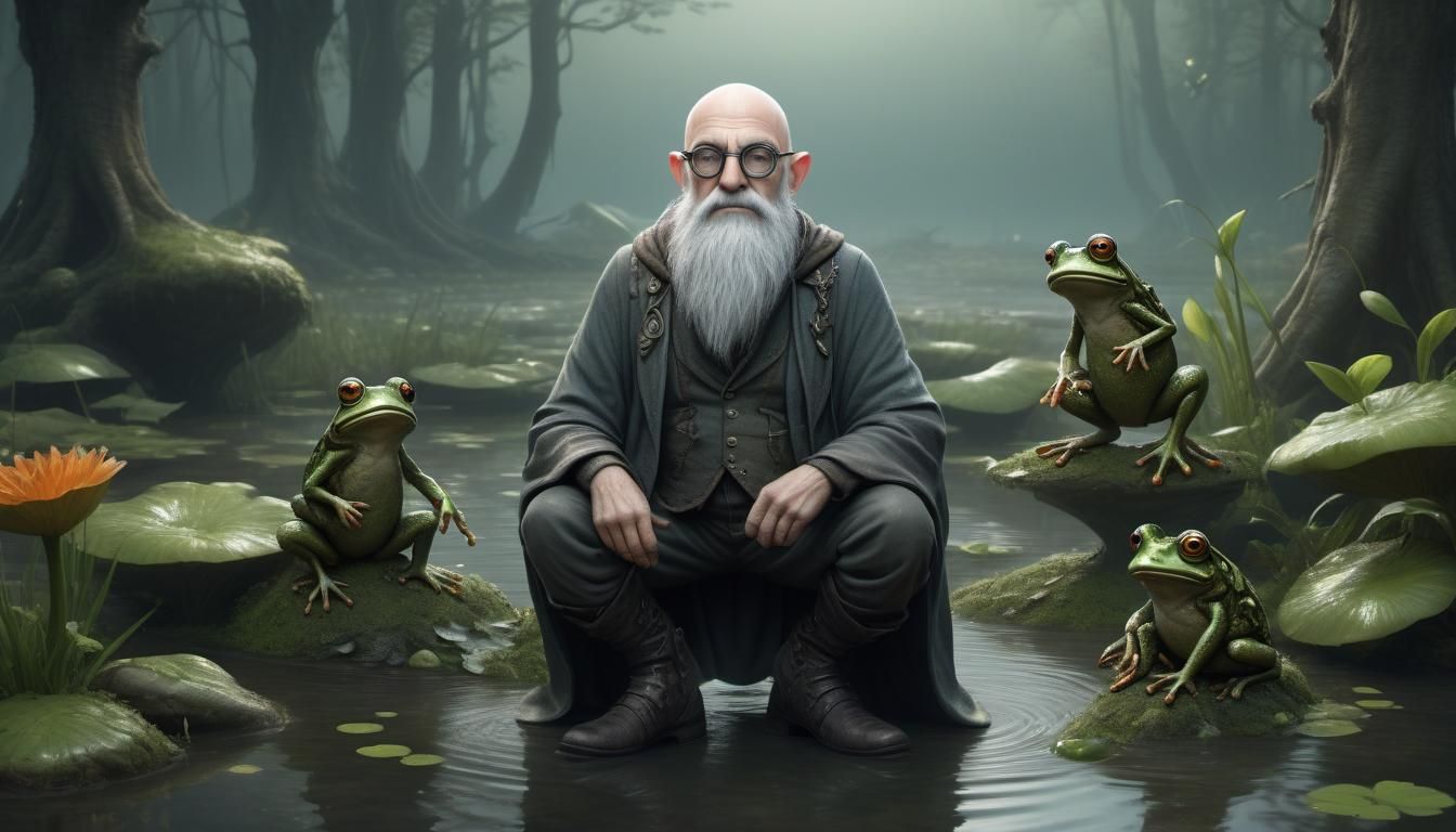 Fantasy Wizard in Swamp: 3D Rendering