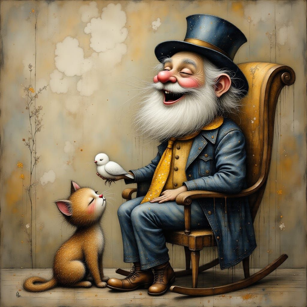 an old man on a rocking chair - 3 likes