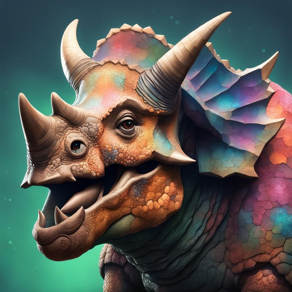 Hyperdetailed Triceratops Portrait in Digital Art Style
