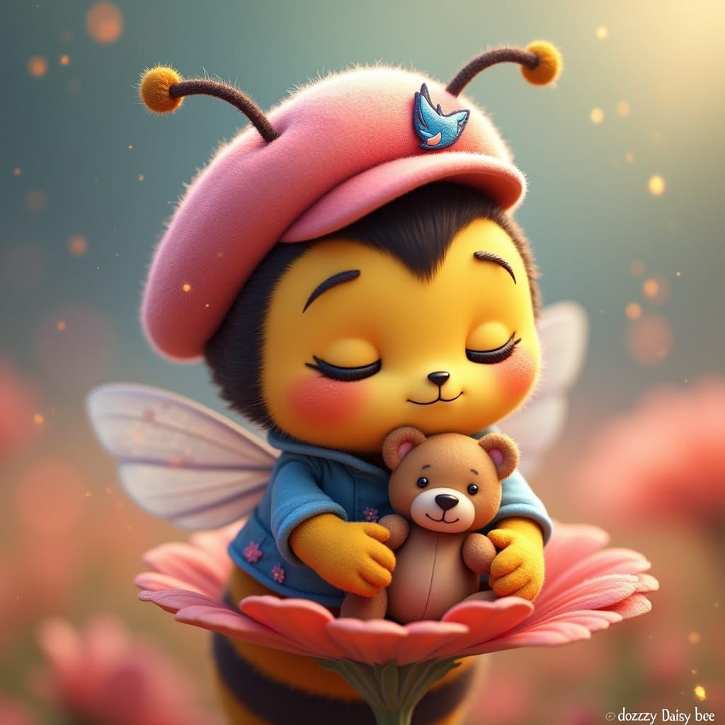 Chibi Bumblebee in Beret: Pixar-Style 3D Digital Art