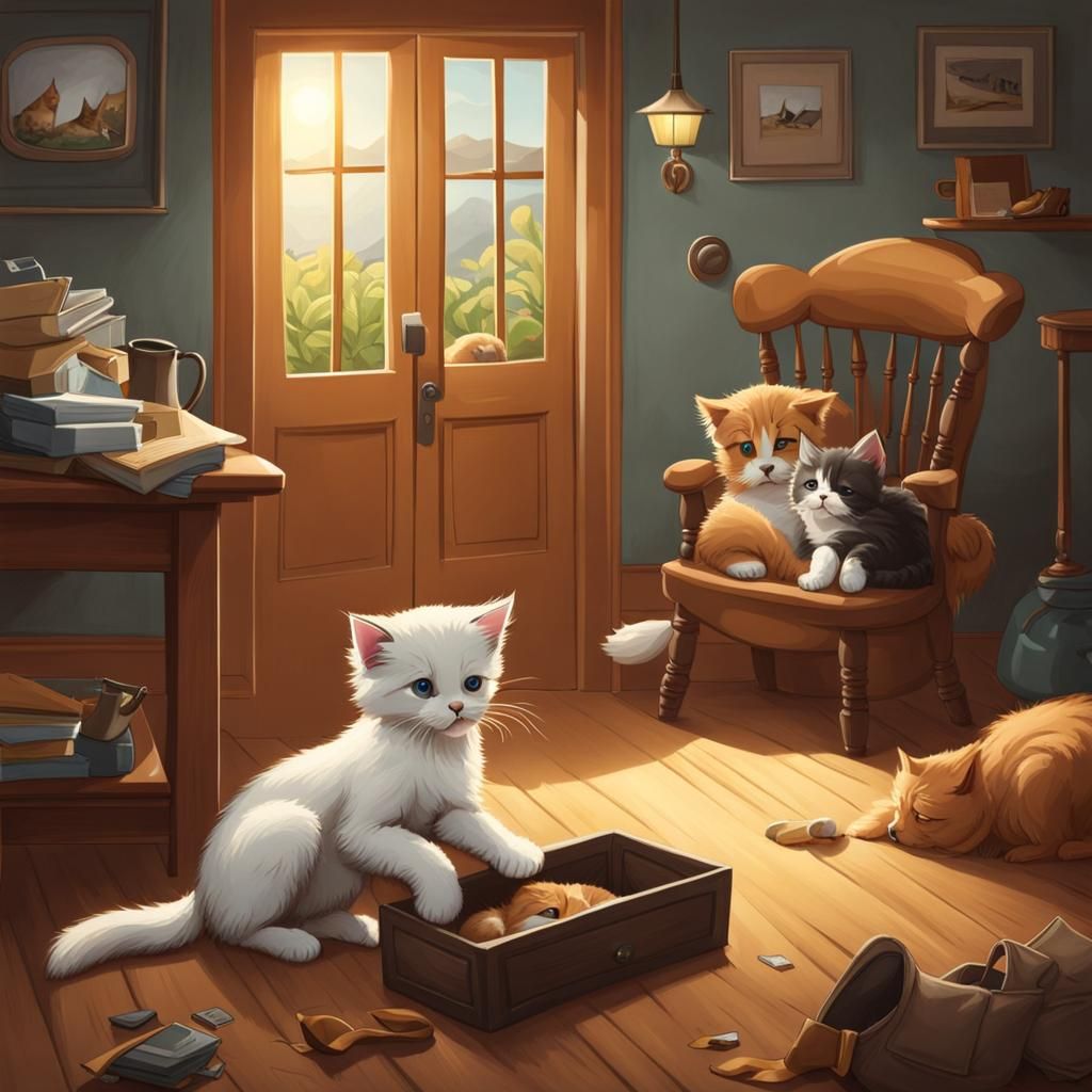 Humorous Kitten Thieves Robbing a House