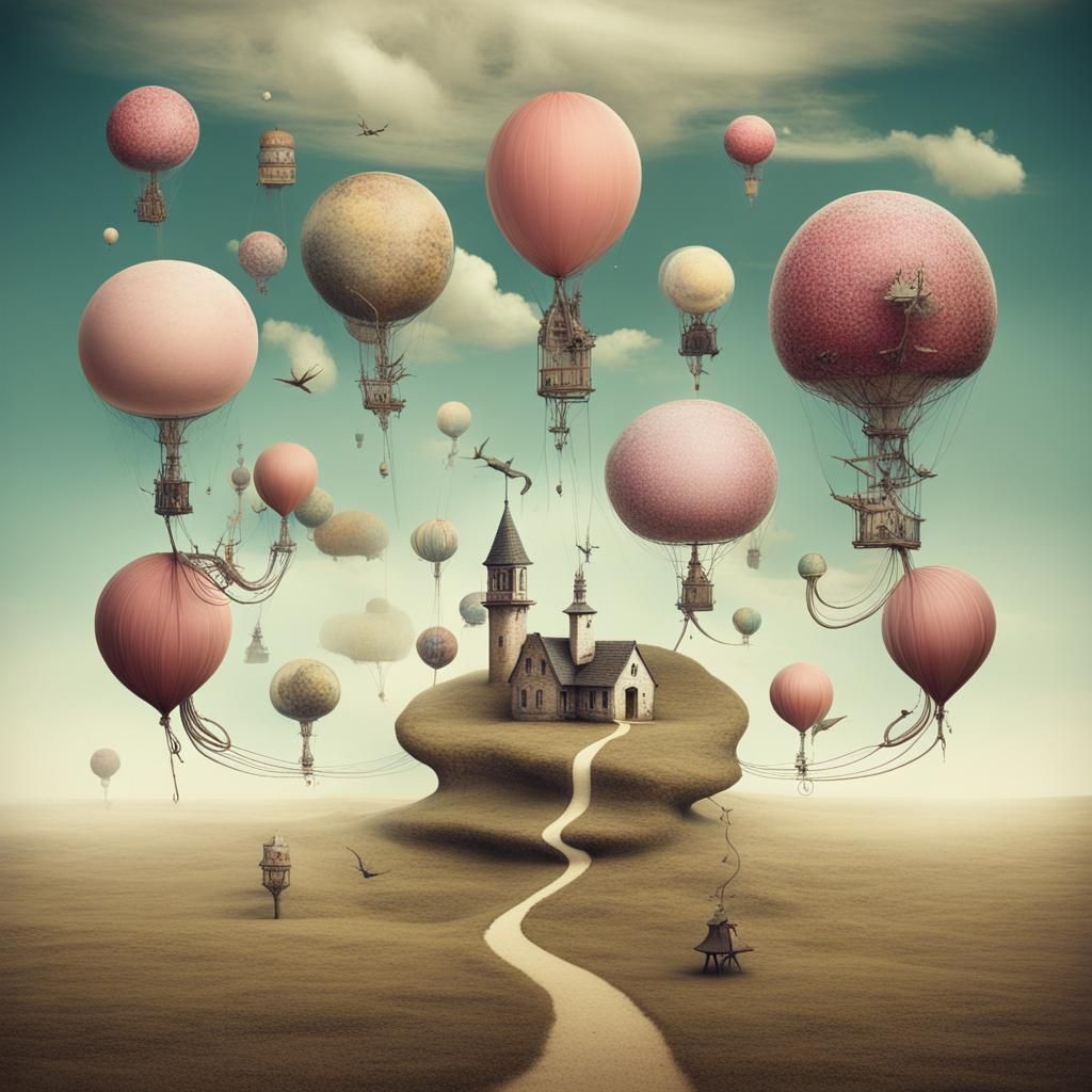 Whimsical Surrealism in Dreamlike Composition