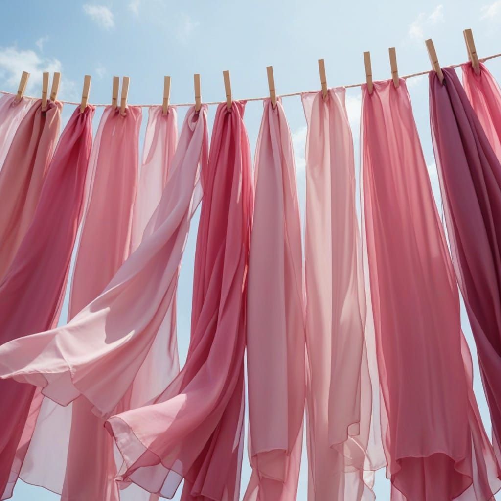 Pastel Pink Scarves Dancing in the Breeze