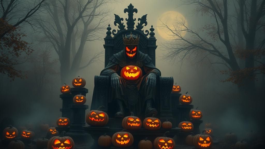 Jack O'Lantern King on Pumpkin Throne