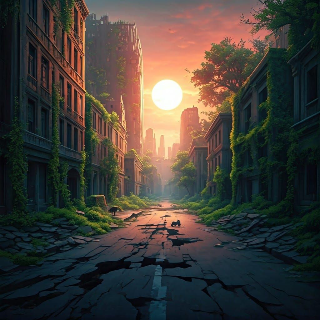 Post-Apocalyptic City Reclaimed by Nature