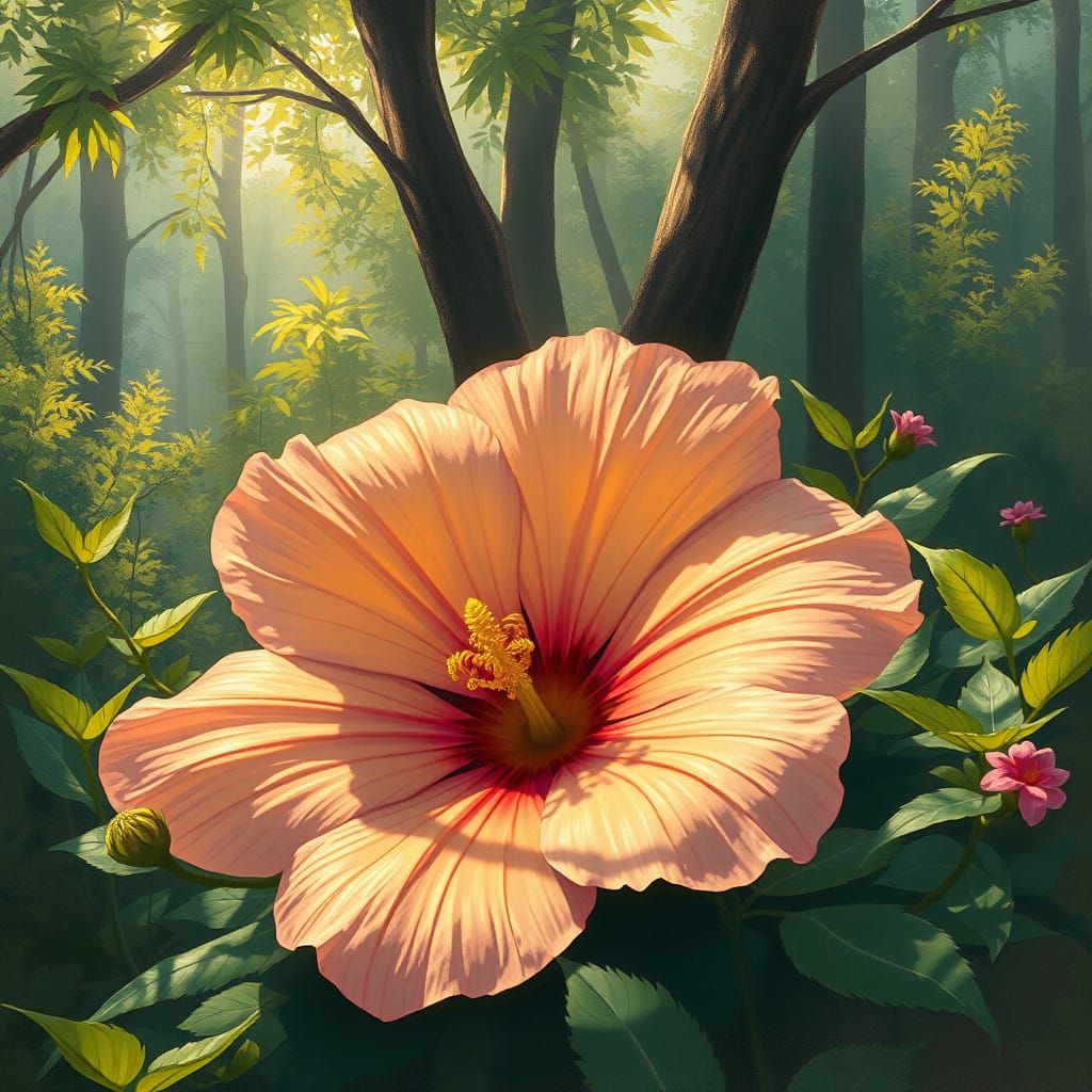 Vibrant Forest Bloom in Impressionist Style