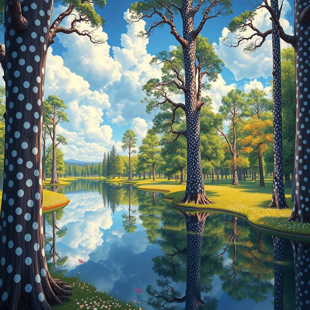 Polka Dot Fantasy Landscape in Matte Painting Style