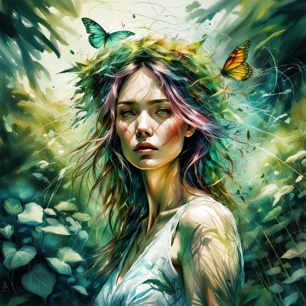 Summer Garden Digital Illustration in Stylized Art