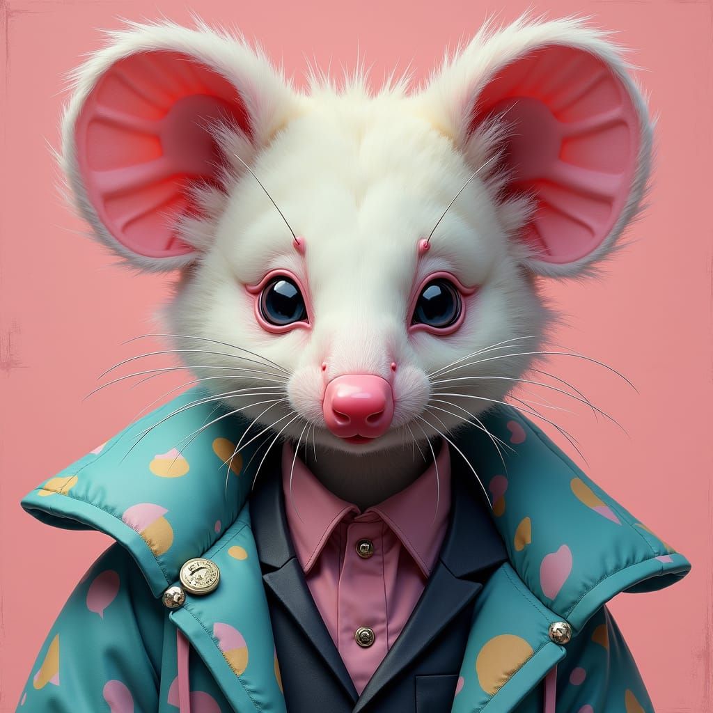 Sanrio Opossum Portrait in Pastel Goth Collage