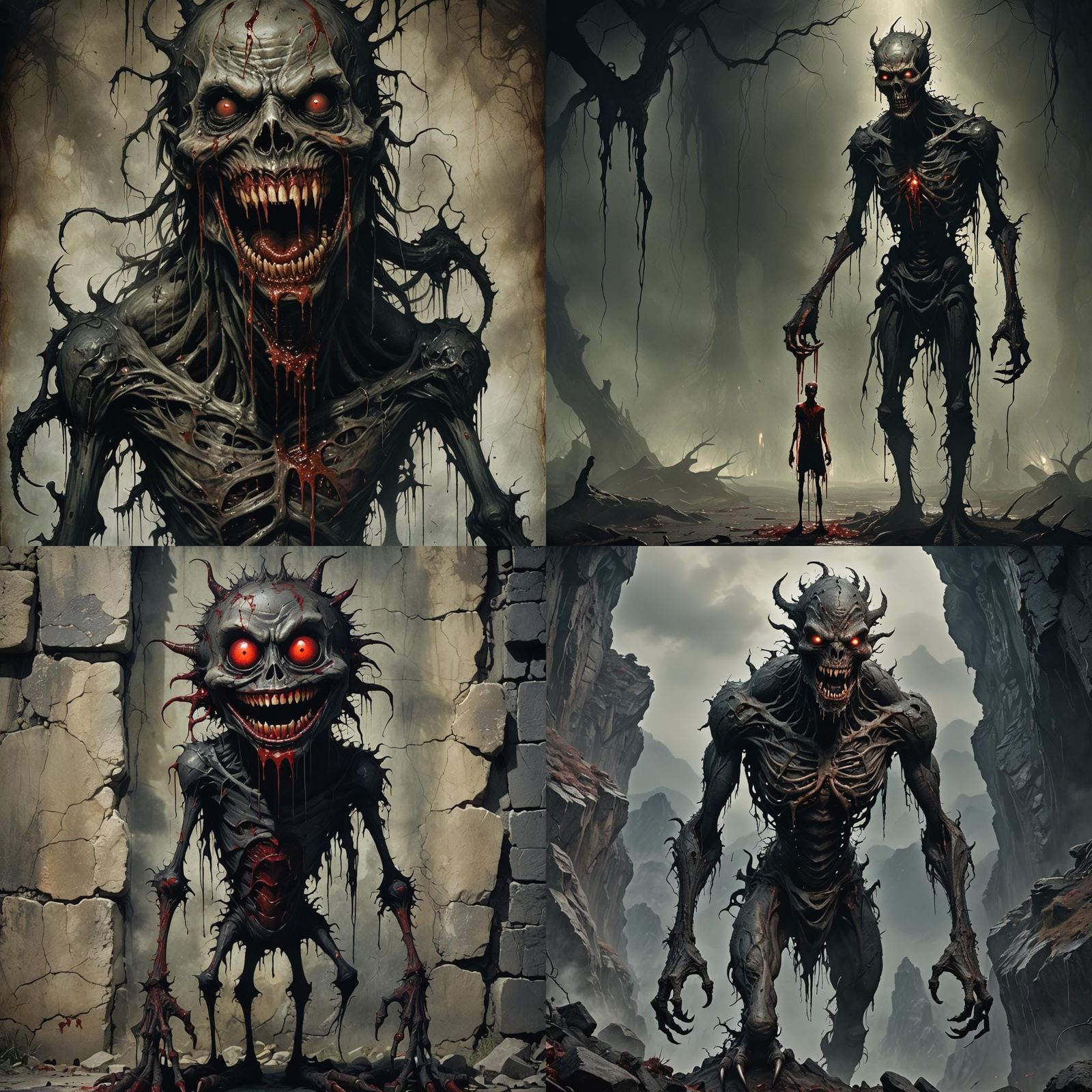 Horrific Monster with a Long Neck and Human Face