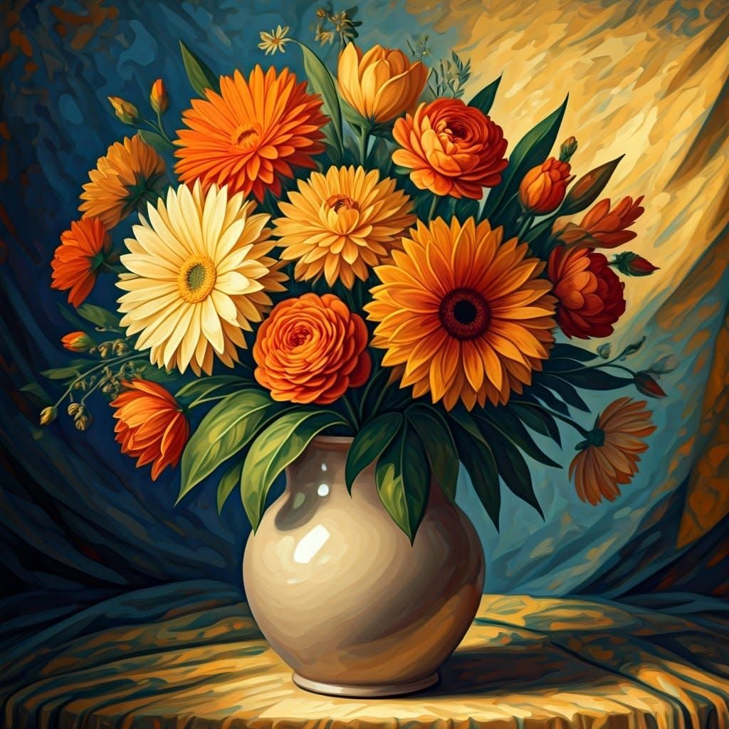 Floral Bouquet in Impressionist Style with Sunlight Glow