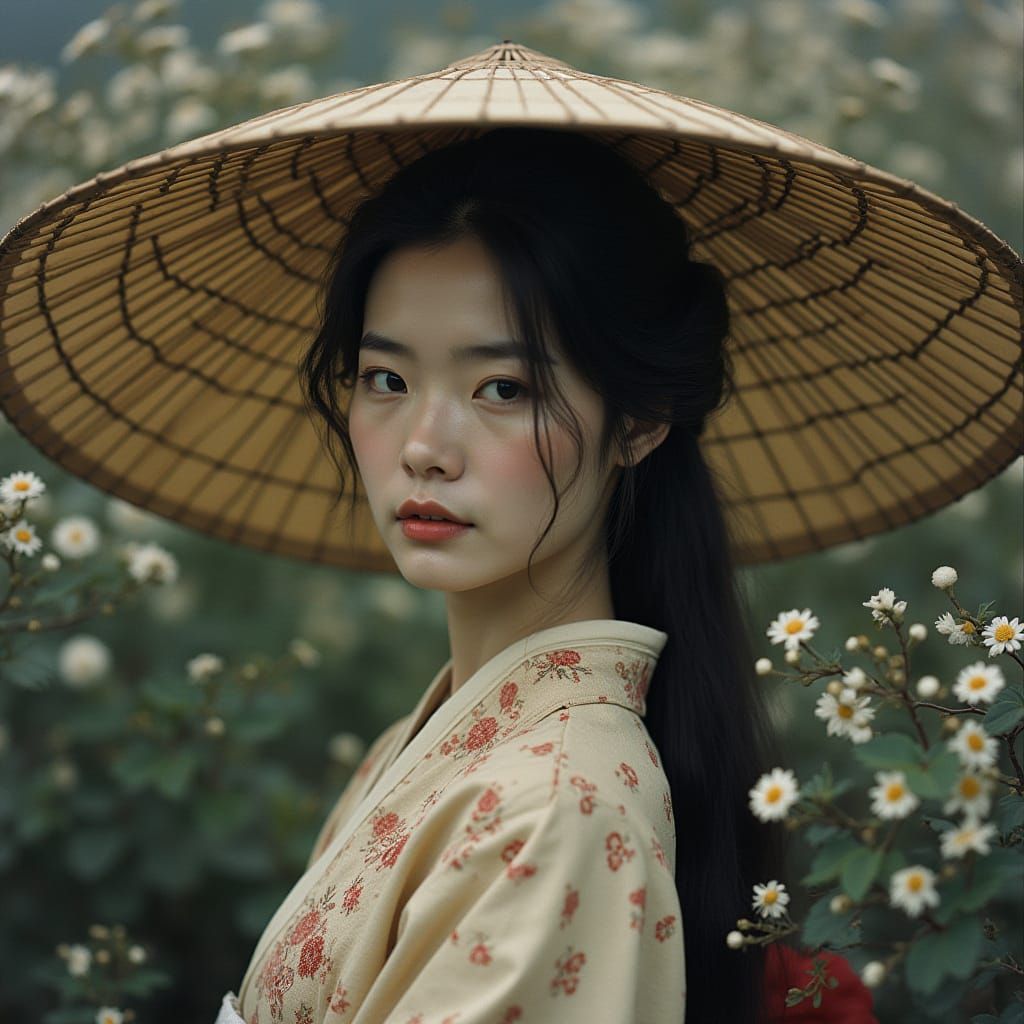 Elegant Japanese Woman in Traditional Attire, Ultra Realisti...