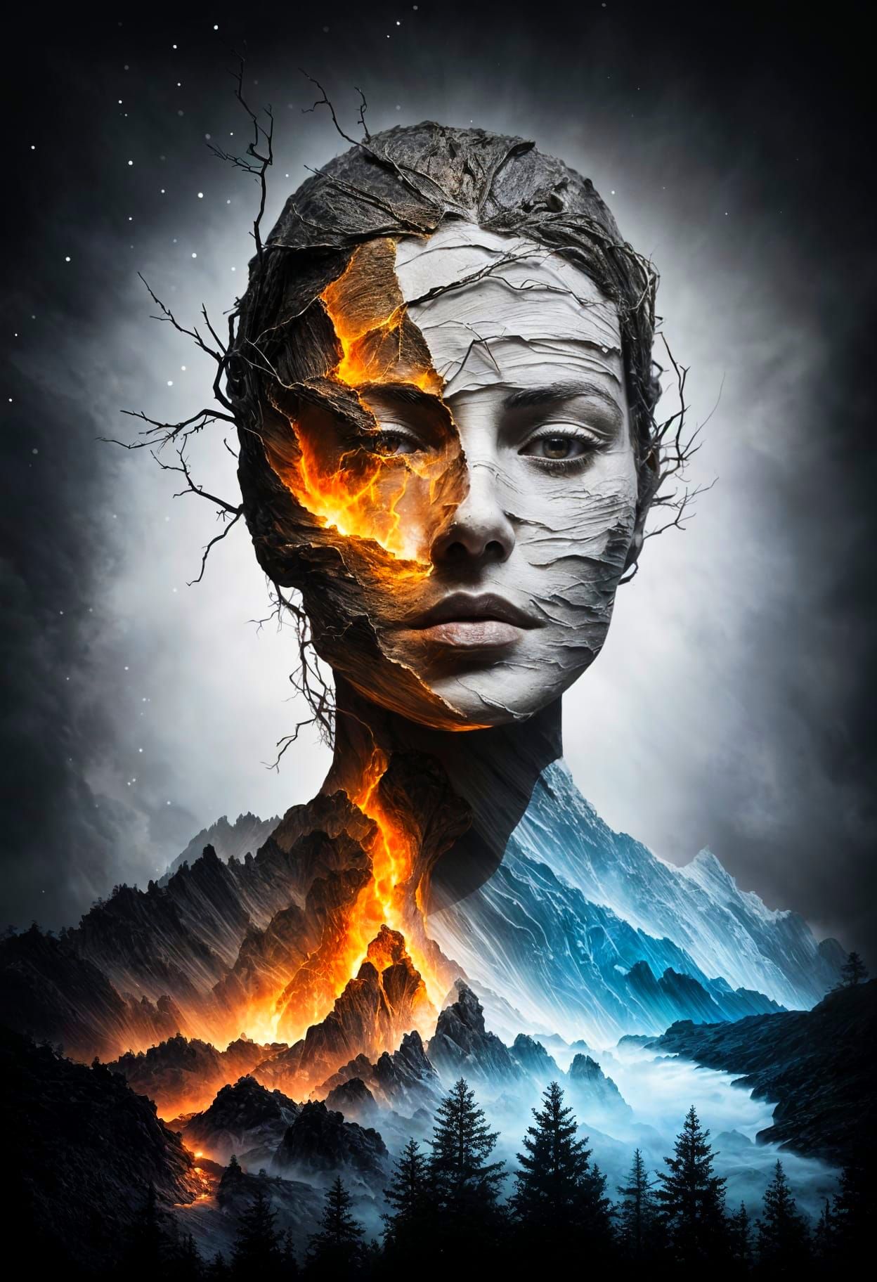 Surreal Double Exposure Portrait with Newspaper Layers