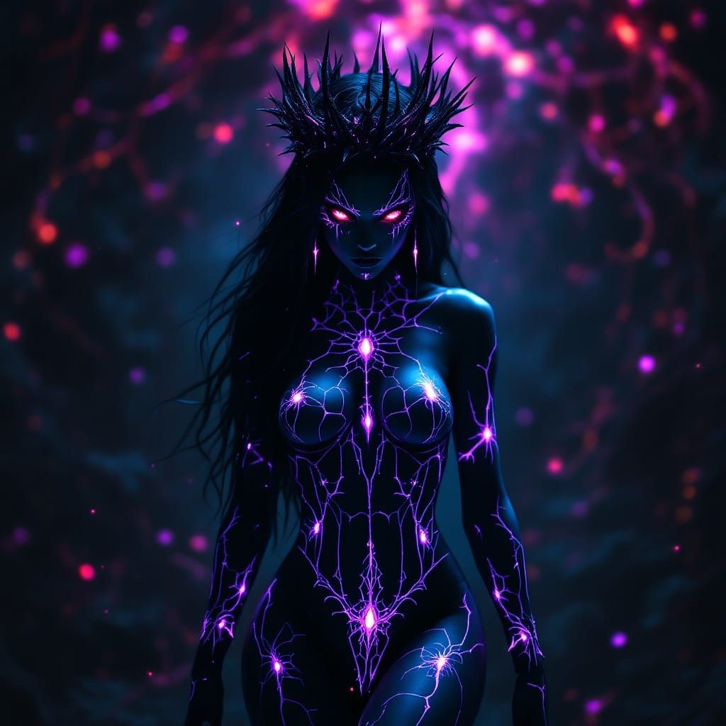 Goth Shadow Demon in Elegant Spider Web Attire