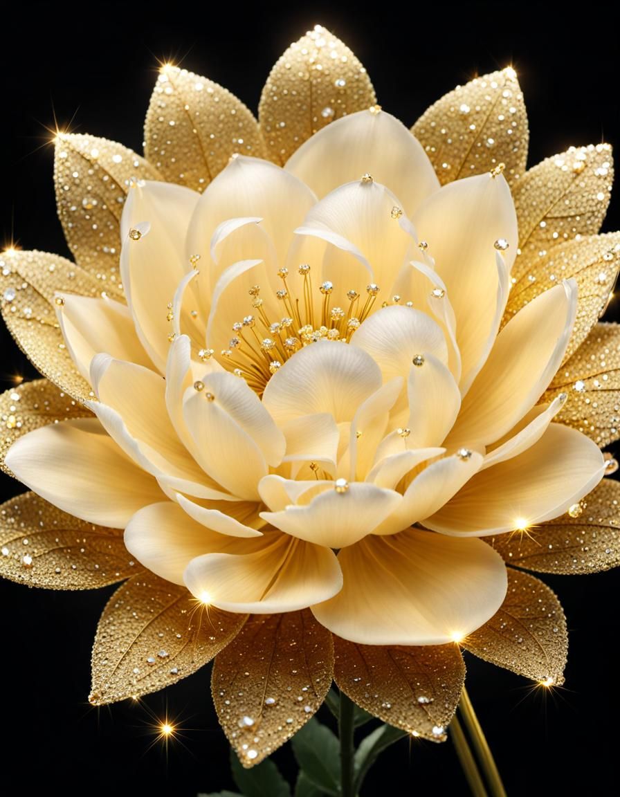 Yellow Gold Jeweled Lotus