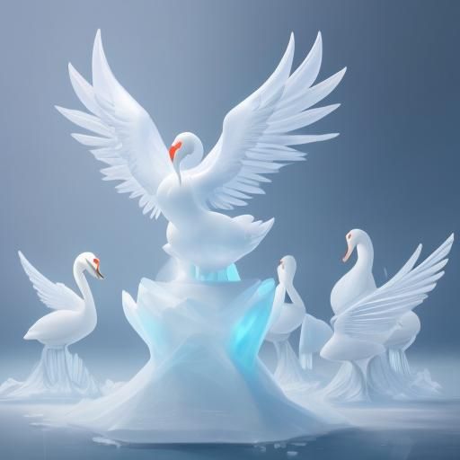 Swans Dance and Sculpt Ice with Wings