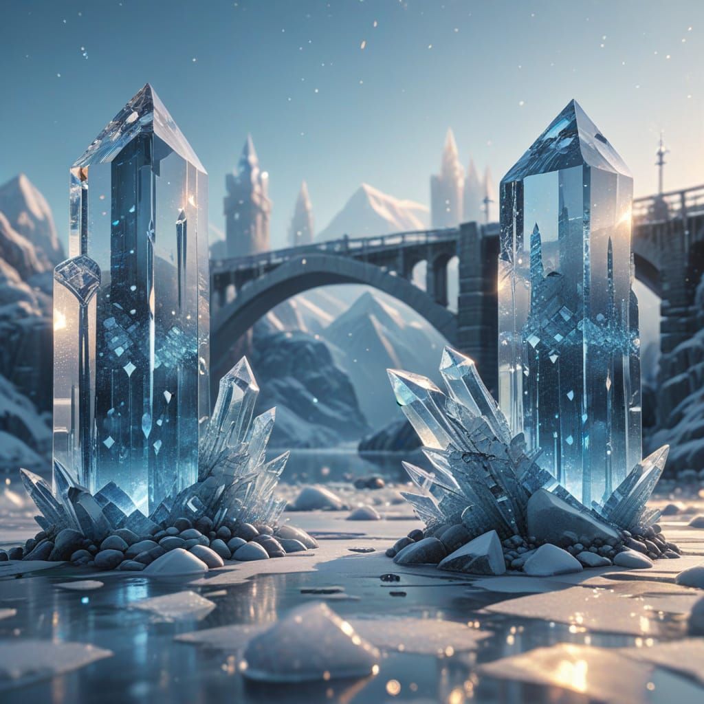 Icy Towers in Crystal Art Style with Diamond Symbols