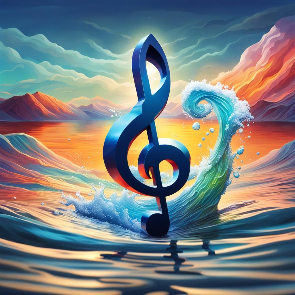 Bass Clef on Lake with Epic Landscape