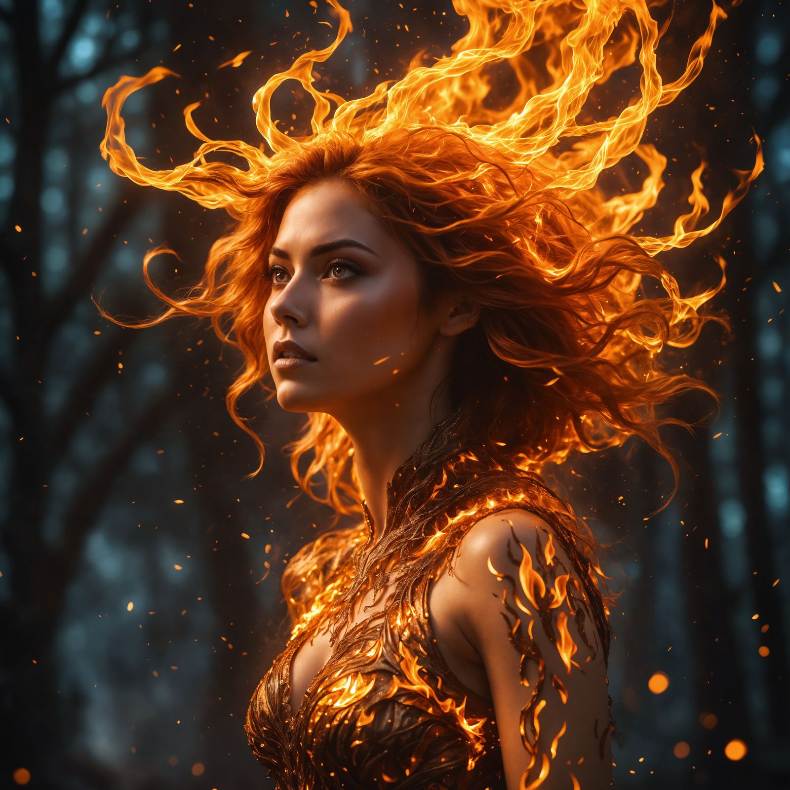 Fiery Goddess in Holographic Splendor