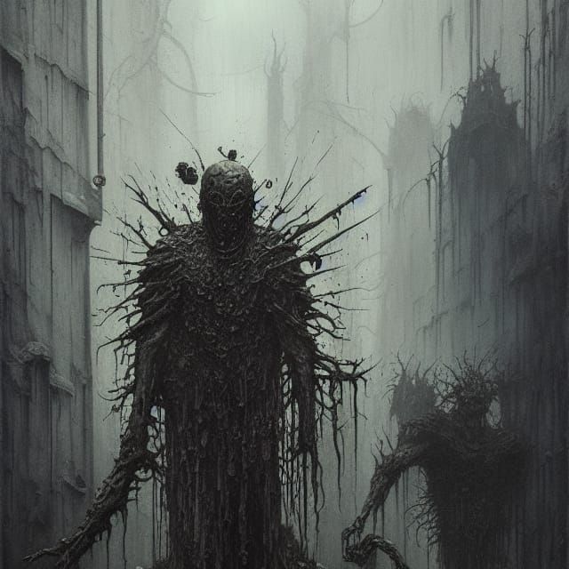 Horrifying Knight of Death Portrait in Grayscale