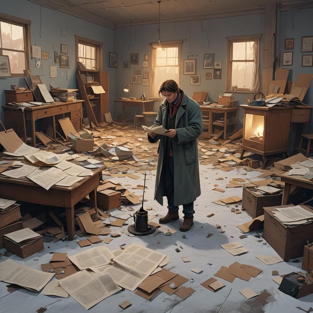 A Melancholic Scene of a Lonely Figure Amidst a Whimsical Me...