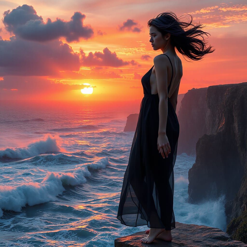 Melancholic Warrior on Cliff's Edge