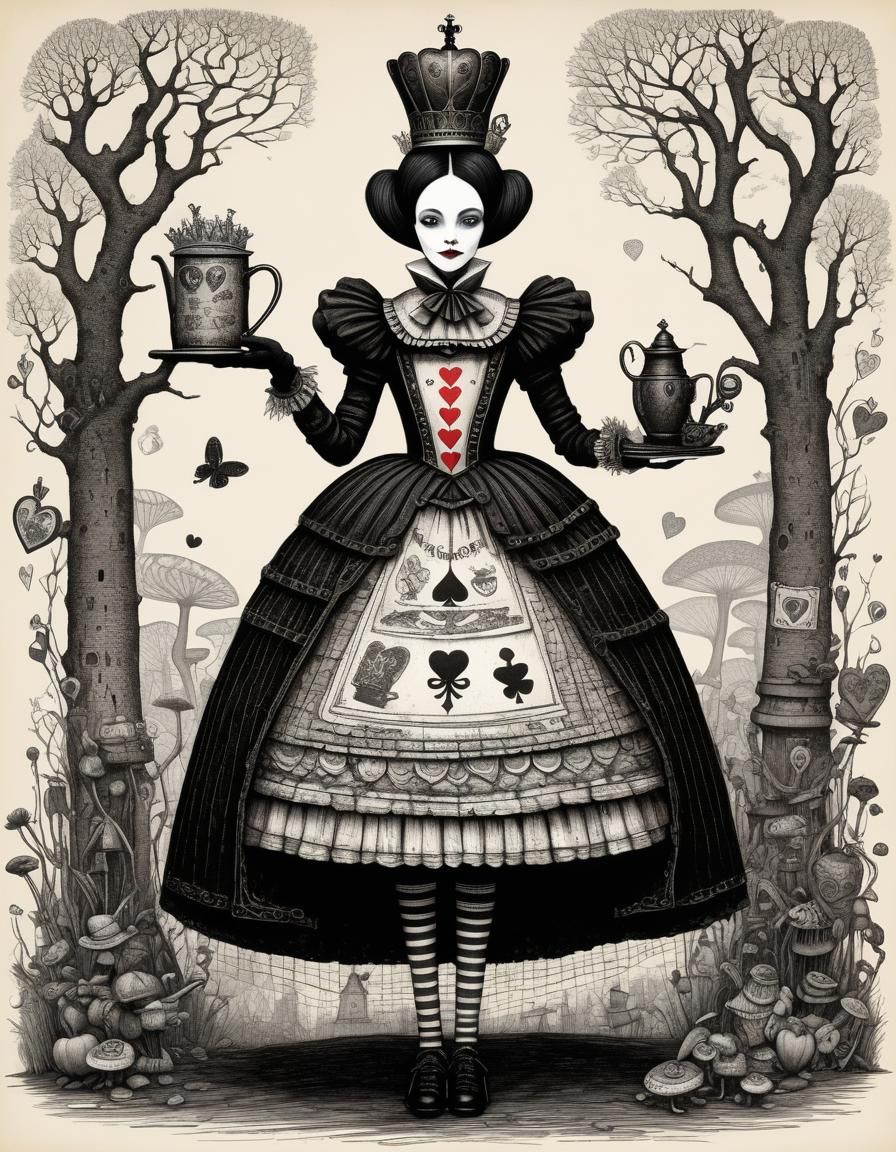 Queen of Hearts Steampunk Illustration