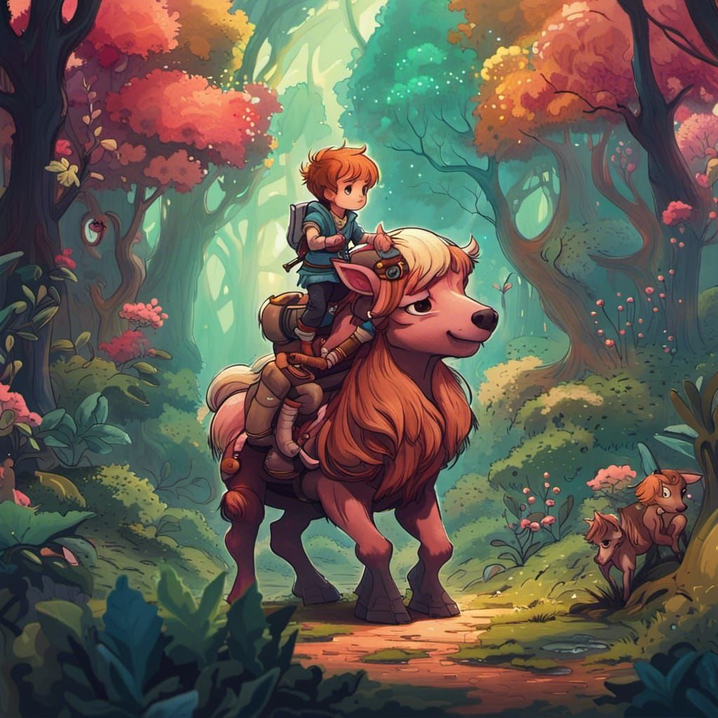 Chibi Imp and Baby Centaur in Magical Forest
