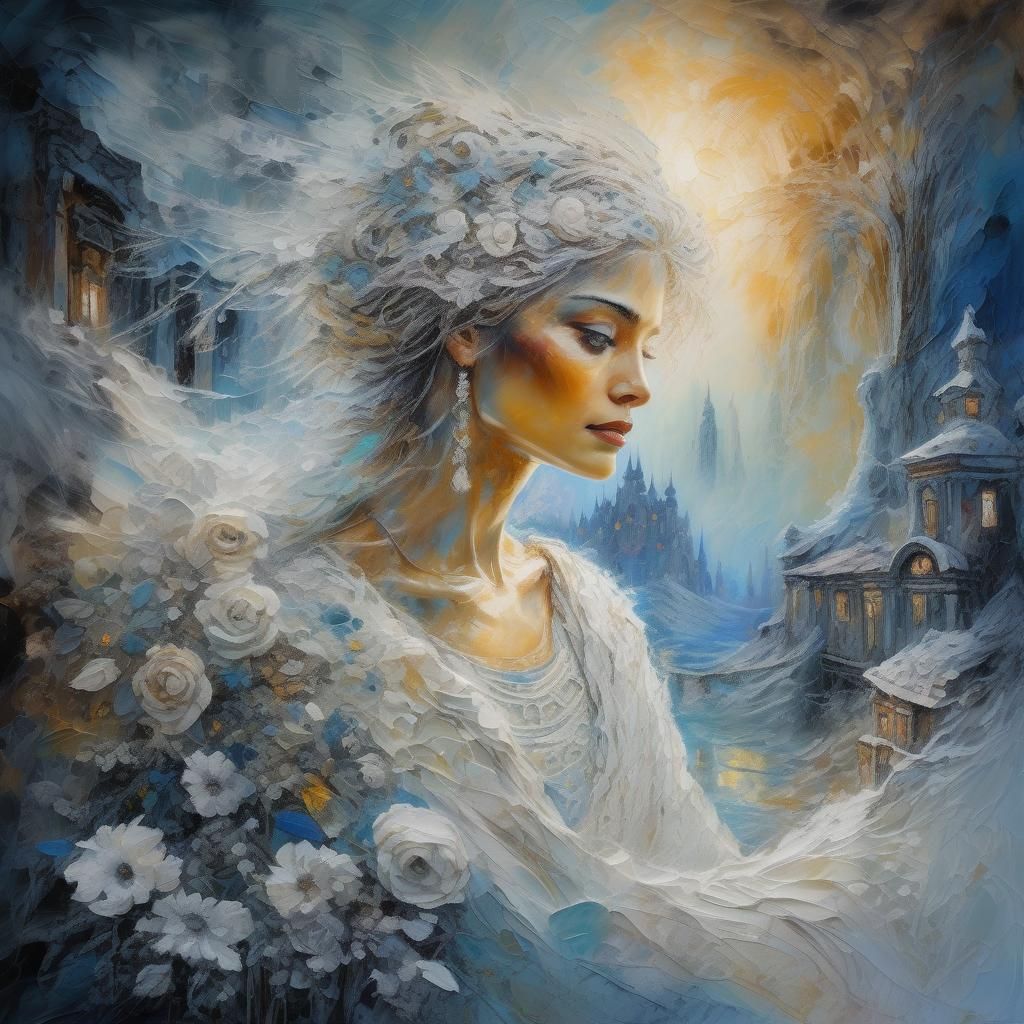 Expressive White Wonder in Cinematic Impasto Style