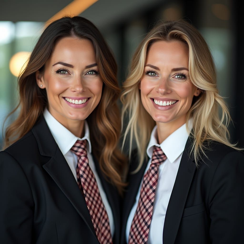 Professional Women Executives in Silk Tie Attire