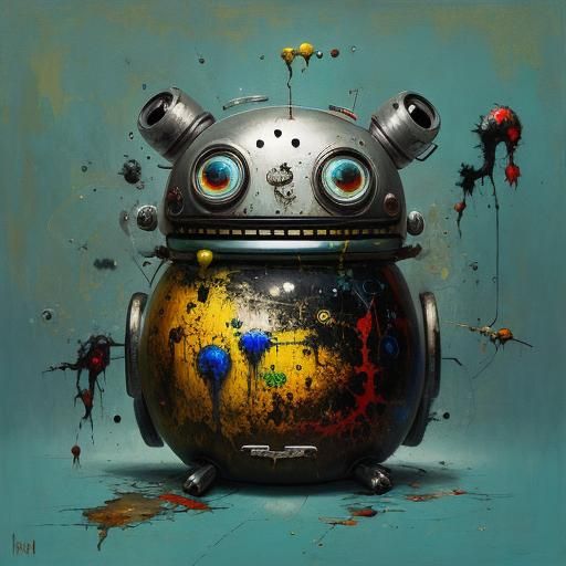 Robot in Surreal Abstract Expressionist Style