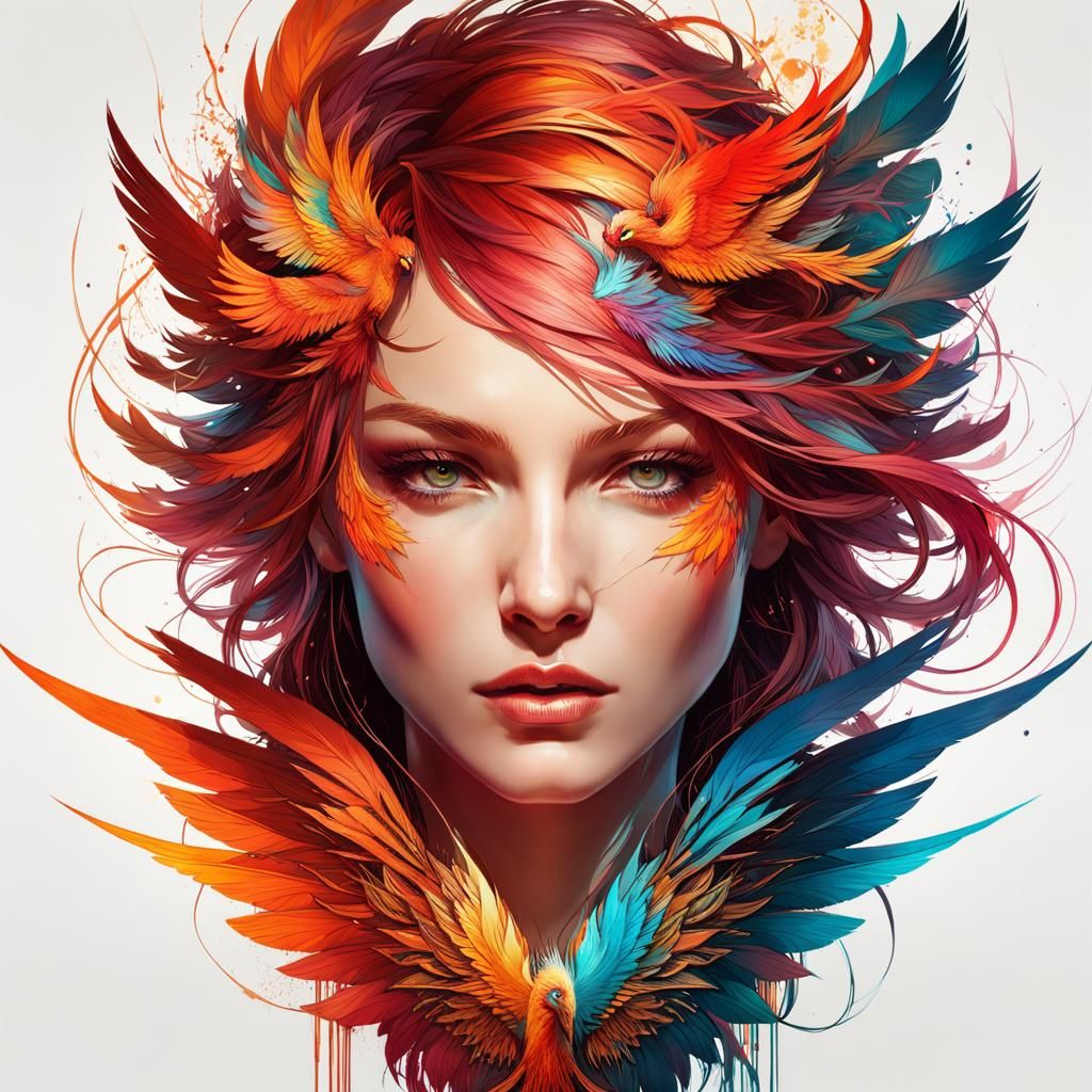 Detailed Phoenix Portrait with Dynamic Lighting
