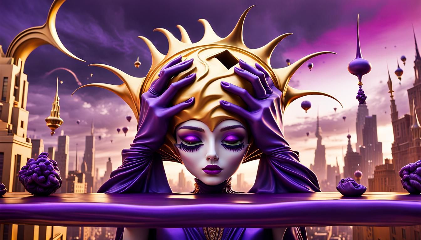 Surreal Street Food in Dreamlike Cityscape