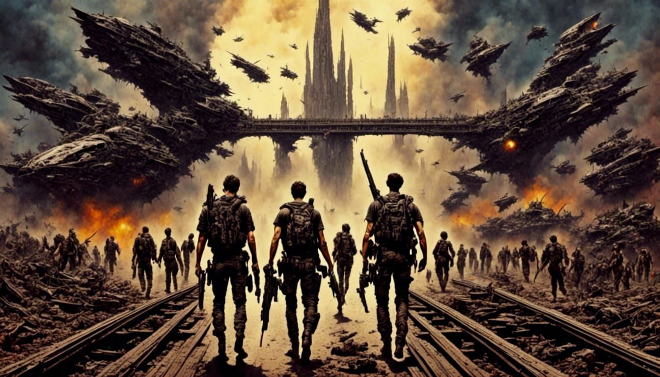 Futuristic Apocalyptic Scene with Homeless Person