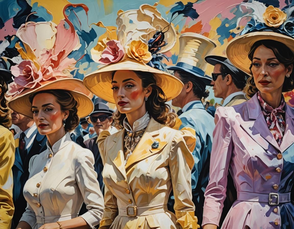 Surreal Ascot Ladies Day in Impasto Style