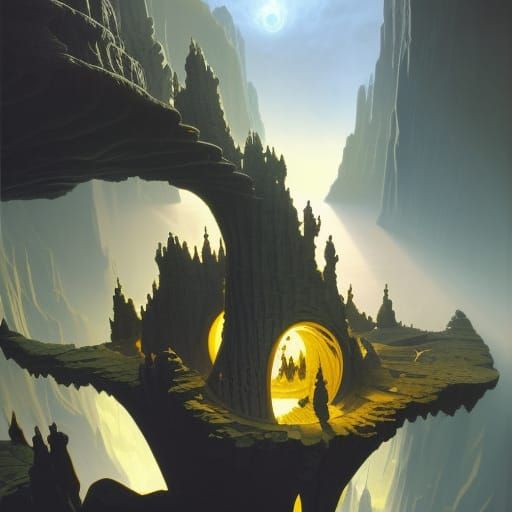 Surreal Cave System with Gravitational Anomaly