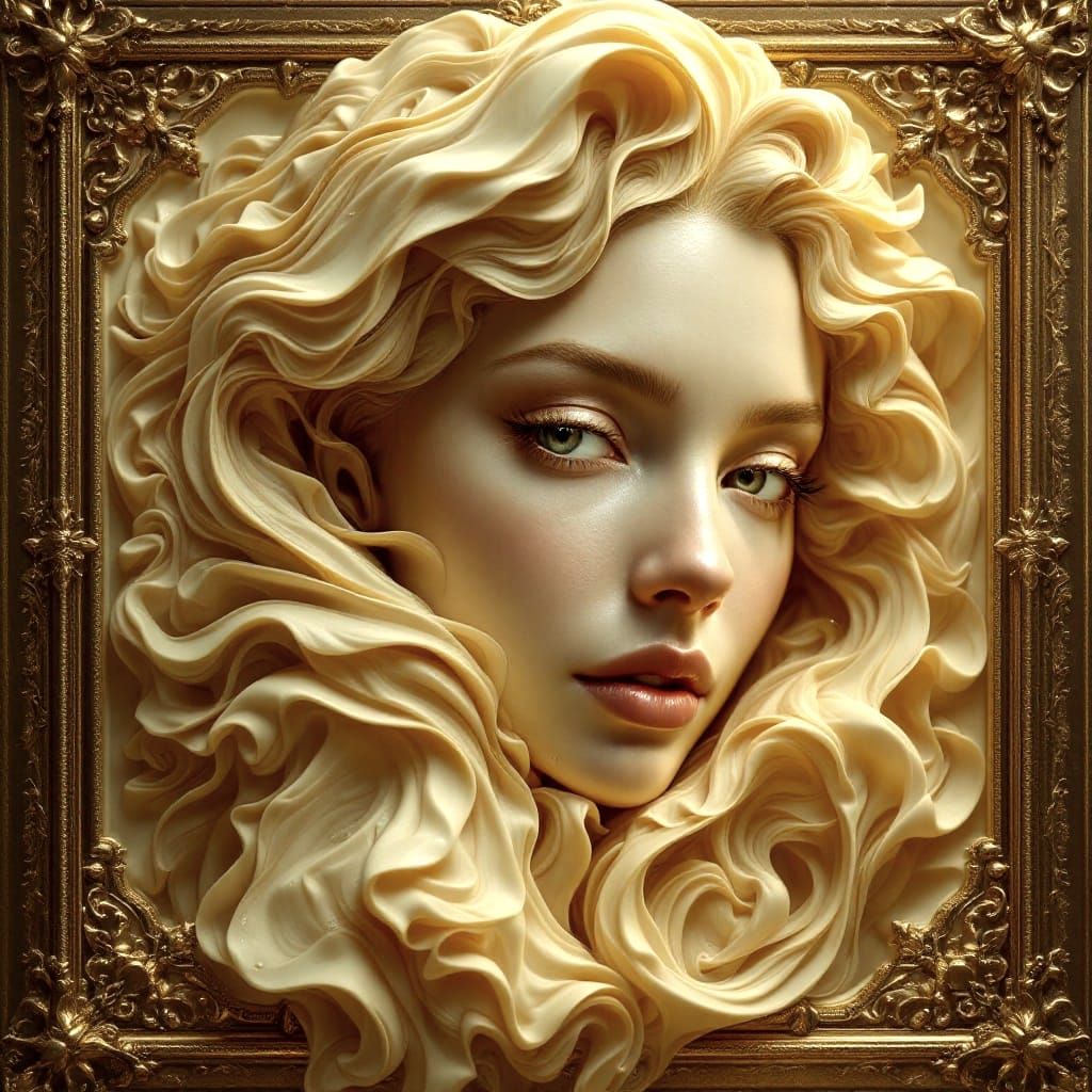Baroque White Chocolate Portrait in Opulent, Cinematic Style