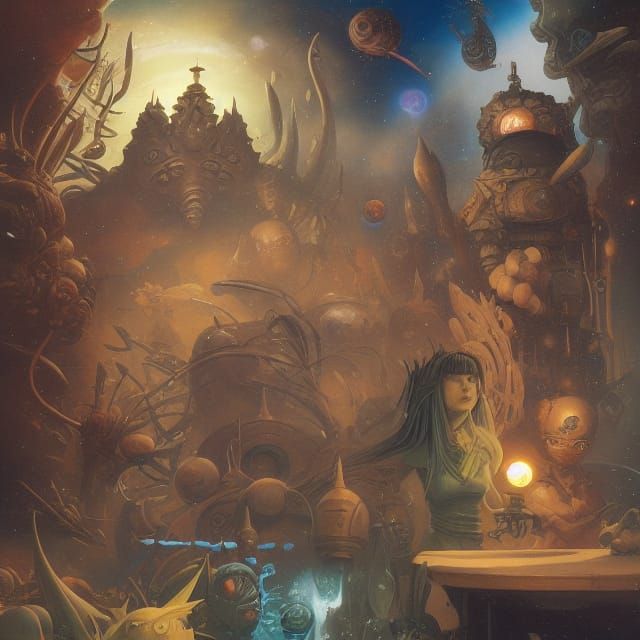 Striking Space Goddess in Biopunk Style