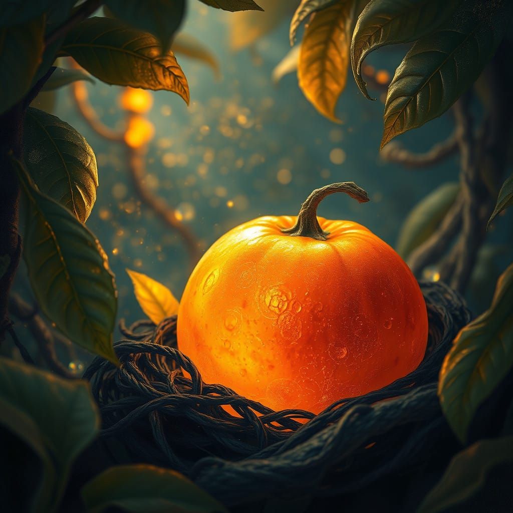 Surreal Orange Delight in a Dreamlike Landscape