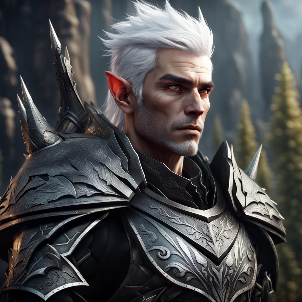 Male Elf in Black Armour Concept Art