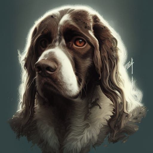 English Springer Spaniel Werewolf Portrait